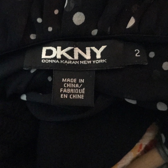 Polka Dot silk Dress DKNY Retro Flow ruffled hem - Picture 8 of 8